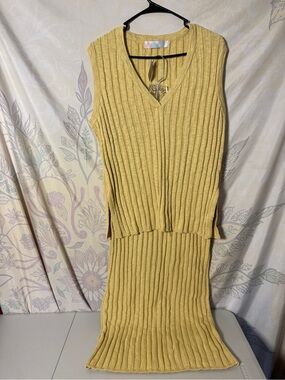 Free People Beach Veda Sweater Set in honey lover NWT